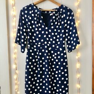 Boden Navy Blue Polka Dot 3/4 Sleeve Dress Size 4